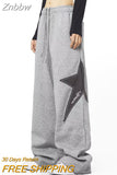 Znbbw men Harajuku Retro Star Pants Oversized Hip Hop Wide Leg jeans women Jogging Streetwear Vintage Patchwork Sports