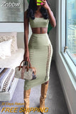 Znbbw Women Crop Tank Tops Midi Skirts Party Club Two Piece Sets Outfits 2023 Summer Clothes Wholesale Items For Business