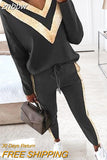 znbbw Women Suit Jogger Two Piece Set Autumn Fashion Print Tracksuits Women 2023 Streetwear Zipper Long Sleeve Tops + Trousers Outfits