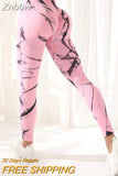 Znbbw Dye Sports Fitness Leggings Women High Waist Peach Hip Lift Seamless Leggings Jacquard Yoga Pants Gym Clothing 2023 New