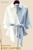 Znbbw Size Women's Summer Suit Elegant Women's 2023 New Women's Patchwork Shirt Top + High Waist Fishtail Skirt Two-piece Set