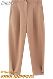 Znbbw TRAF Women Pants 2023 Pleated Straight Leg Pants Casual Pants The Cuffs Female Trousers Mujer