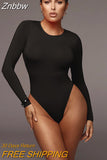 Znbbw Neck Long Sleeve Solid White Sexy Bodysuit Women Black Autumn Winter Body Top Gray Casual Lady Streetwear Bodysuits