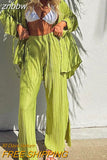 znbbw Women Pleated 2 Piece Sets Long Sleeve Blouse Tops And Split Wide Leg Pant Suit Female Fashion Casual Loose Homewear Outfit