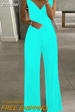 znbbw Sleeveless High Waist Business Jumpsuit 2023 Sexy Women Off Shoulder Solid Overalls Summer Elegant Wide Leg Pants Romper