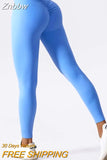 Znbbw Women Nylon V Butt Yoga Pants High Waist Fitness Workout Gym Running Scrunch Leggings Active Wear Size XS-XL