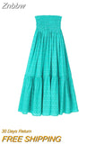 Znbbw TRAF Print Pleated Skirt Women Ruffle Long Skirts for Women Fashion 2023 Summer High Waist Maxi Skirt Sets