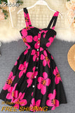 Znbbw New Women's Summer Sexy Suspender Mini Dress Seaside Holiday Breasted Waist Floral Tube Strapless Dresses Women GD670