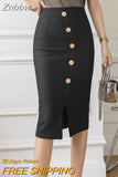 Znbbw Summer Autumn New Women's Stretch Slim Elegant Wrap Hip Skirt Ladies Office Knee-Length Casual Bodycon Solid Pencil Skirts