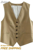 Znbbw TRAF Summer Linen Suits Women Buttons Sleeveless Thin Vest Crop Top Female Pleated Shorts Set Women 2 Piece Set