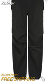 Znbbw Casual Vintage Cargo Pants Loose Drawstring Solid Joggers Streetwear Low Waist Baggy Wide Leg Sweatpants Women Trousers