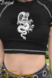 Znbbw tops women y2k vintage dragon Vest Women Sexy Slim Outfits Female Tank Summer Tops Gothic Punk shirt Gothic shirt