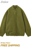 Znbbw TRAF 2023 Spring Warm Gray Jacket Women Outerwear With Button Autumn Bomber Jacket Coat Women Winter Coat Top women
