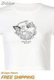 Znbbw Printed Lace Trim White Crop Top Fairy Grunge Summer Clothes for Women Cute Slim Fit Ribbed Tank Tops