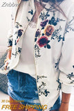 Znbbw Print Zipper Casual Jacket Women 2023 Spring Summer Long Sleeve Loose Bomber Jacket Coat O Neck Fashion Tops Outerwear