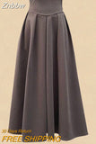 Znbbw Women Spring Autumn Two Pieces Sets Korean Long Sleeve Pullover Knitted Sweater And Pleated skirt Long Suit