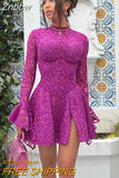 Znbbw Women Elegant Long Sleeve Party Club Lace Bodycon Streetwear Mini Dress 2023 Fall Clothing Wholesale Items For Business