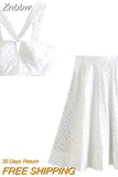 Znbbw TRAF Woman Embroidery 2 Pieces Midi Skirts Sets 2023 Crop Top Women Suit Casual Skirts Two Piece Set Womens Outfits