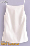 Znbbw TRAF Women Tank Solid Female Slim Sleeveless Casual Vest Crop Top For Ladies Backless Camis Women Vest