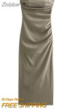 Znbbw TRAF Dress Summer 2023 Tube Top Tight Women Dress Chic Folds Street Holiday Leisure Young Student Clothing