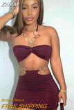 Znbbw Piece Set Women Halter Rings Corset Top+High Waist Cut Out Bodycon Mini Skirts Outfits 2023 Summer Party Club Y2K Outfits