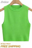 Znbbw Women Off Shoulder Tank Top Summer Knit Ribbed O Neck Sleeveless Skinny Vests 2023 Sexy Solid Basic Tops 202304