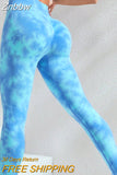 Znbbw High Waist Peach Hip Lift Yoga Pants Women Tie Dye Sports Leggings Sexy Polyester Stretch Fitness Jogging Pants