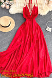 Znbbw Vacation Vestidos Female New Summer Dress Hanging Neck Strap Sexy Halter Beach Midi Dress DK396