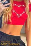 Znbbw Women Sexy Harajuku Open Back Crop Tops 2023 Summer Ladies Bandage Lace-up Backless White Tank Tops High Street Slim Halter Tops