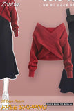 Znbbw Fall Winter Thickened Knit Sweater Pullover Slim Sling Dress Two-piece Elegant Women's Set Outfit