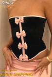 Znbbw Women's y2k Backless Corset Crop Tops Strapless Sleeveless Bow Front Bustier Tube Tops Fairy Grunge Vintage Mini Vest Clubwear