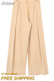 Znbbw Summer Fashion Women 2 Piece Sets Folds Slim Crop Vest Sleeveless Strapless Top Wide Pants Female Suits Outfits