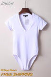 Znbbw Summer New Solid Color Sexy Big V-neck Slim Fashion Slimming One-Piece Short-Sleeved Top Women One-Piece Shirt Dropshipping