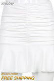 znbbw White Elegant 2 Two Piece Set For Women Solid Sleeveless Sexy Crop Tops And Mini Tennis Sports Skirts Outfit Festival Club