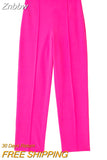 Znbbw Sleeve Blazer Pant Sets Women Fashion Single Button Jacket Zipper Trousers Autumn Winter Office Outfits Outwear 2023 0410