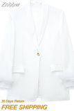 Znbbw Sleeve Blazer Pant Sets Women Fashion Single Button Jacket Zipper Trousers Autumn Winter Office Outfits Outwear 2023