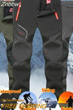 Znbbw Men's Waterproof Pants Winter Warm Camping Hiking Trekking Sport Trousers Male Casual Softshell Fleece Oversized Cargo Pants