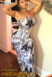 Znbbw Multicolor Print Off Shoulder Bodycon Sexy Party Night Maxi Dress Women 2023 Summer Y2K Clothes Slim Fit Long Dresses