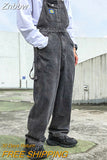 Znbbw Men Denim Jumpsuit Straight Jeans Hip Hop Big Pocket Wide Leg Cargo Pants Fashion Casual Loose Male's Rompers Trousers