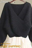 Znbbw Women Dress Suit Autumn Slim Long Sleeve Long Dresses V-neck Knit Sweater Dress Two-piece Suit Elegant Vestidos Clothes