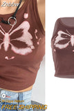 Znbbw Clothes Women Vintage Sleeveless Tank Tops 2023 Summer Goth Skeleton Print Slim Crop Tops Aesthetic Harajuku Vest Streetwear
