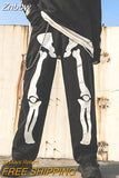 Znbbw Gothic Skull Skeleton Print Jeans 2023 Men High Waist Loose Straight Denim Pants Lovers Couple Street Casual Trousers