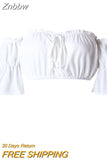 Znbbw tops women summer lantern sleeve sexy strapless beach tops red black white ruched crop top tank top croptop