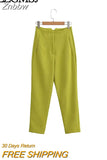 Znbbw TRAF Woman Pants 2023 Chic Fashion Office Wear Pants For Women Vintage High Waist Zipper Fly Female Ankle Trousers Mujer