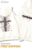 Znbbw Womens Vintage Fashion Hoody Hoodie Rose Letter Print Long Sleeve Casual Warm Loose Womens Top Autumn Winter