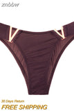 znbbw Fashion Sexy Panties Seamless Women Underwear Low Rise Thongs V-Shaped Metal Decor Panties Bikini Briefs High Fork Briefs