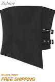 Znbbw TRAF 2023 Women Strapless Camis Women Tops Chic Asymmetric Hem Corset Tanks Woman Sexy Club Black Top