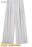 Znbbw TRAF 2023 Women 2 Pieces Sets Pocket Striped Short Shirt Tops + High Waist Unisex Style Long Pants Sets