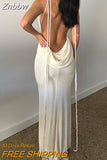Znbbw Backless Maxi Dress Elegant Fashion Halter Spaghetti Strap Sleeveless Dresses Long Club Party Beach Evening Robe Dress