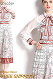 Znbbw Summer Skirt Suit Women Bow Tie Collar Short Sleeve Vintage Chiffon Tops + Pleated Office Lady Skirt 2 Pieces Set N1195